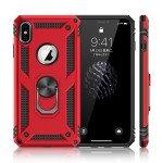 Wholesale iPhone XS Max Tech Armor Ring Grip Case with Metal Plate (Red)